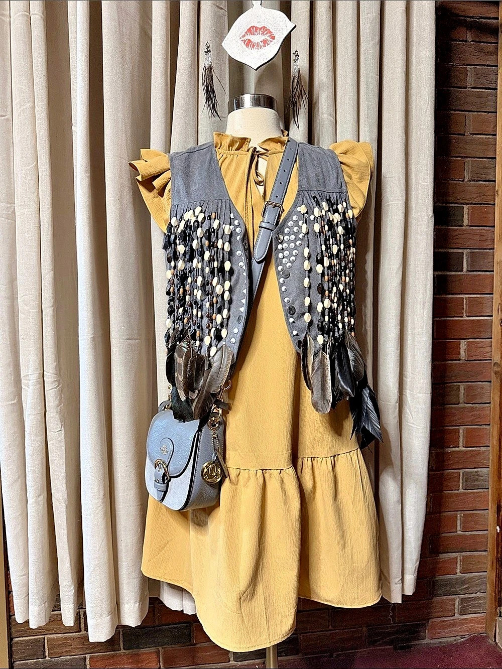 Woman's Ruffle Sleeve Mini Dress - Picture 3 of 4